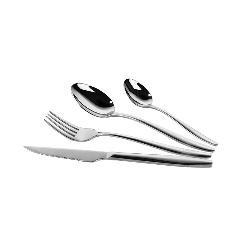 Jieyang Factory 16pcs SS Silver Set Dinner Spoon Fork Knife Wholesale Mirror Polish 13/0 Stainless Steel