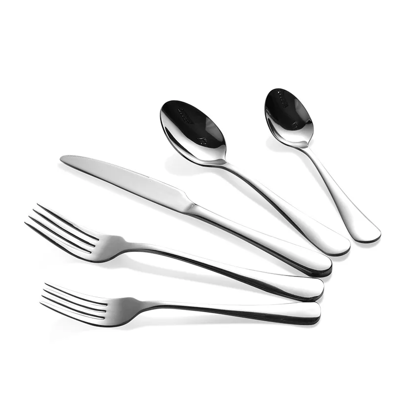 Custom Logo Silver Stainless Steel Flat Cutlery Set Mirror Polish 13/0 Stainless Steel