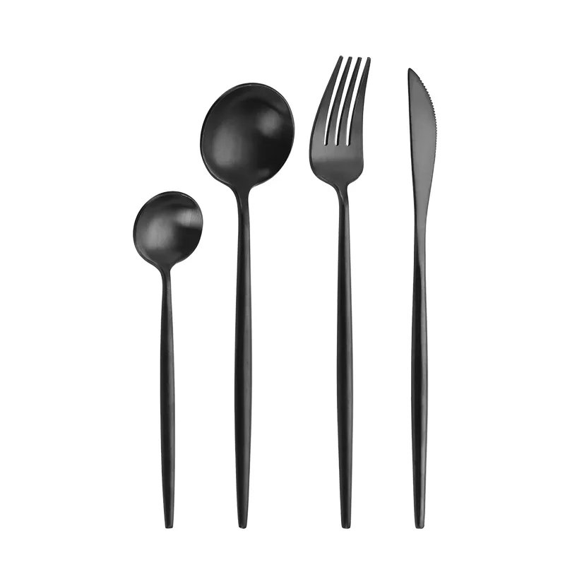 Hot Selling Portugal Style Black 24 pcs Stainless Steel Cutlery Set Matte Black 13/0 Stainless Steel