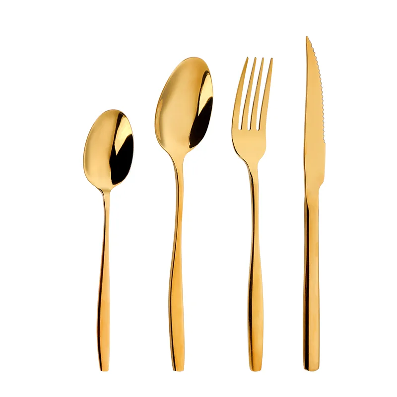 Jieyang Stainless Steel Cutlery Factory Golden Ion Plating 18/0 Flatware Set Gold PVD