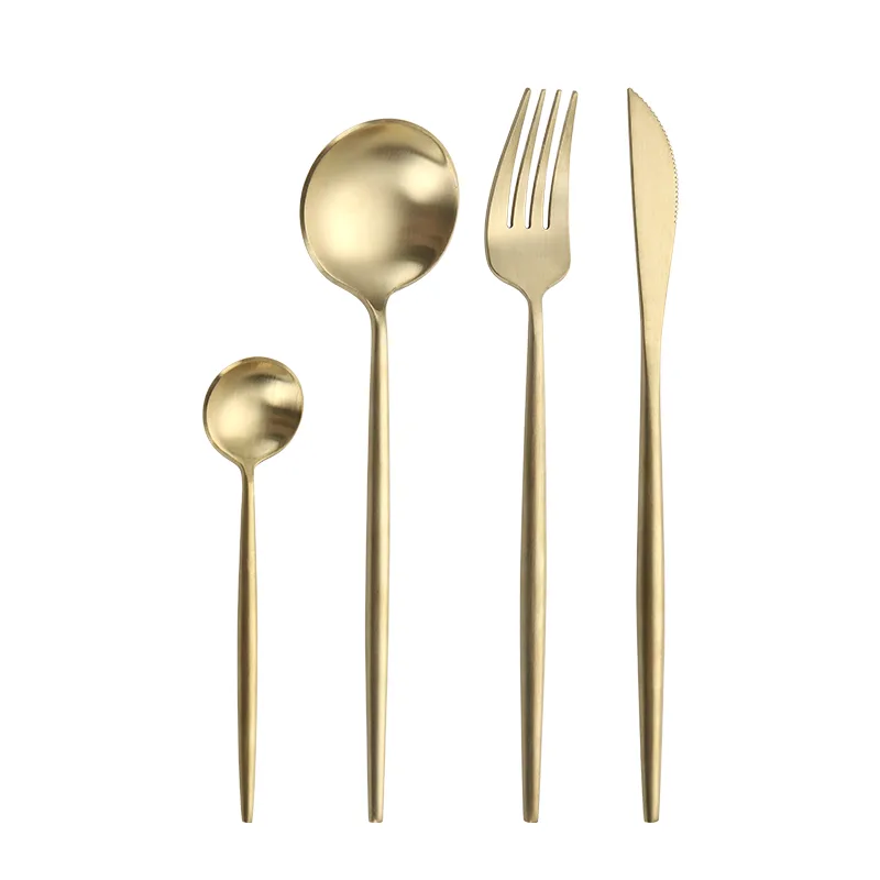 JIEYANG Wholesale 410SS 13/0 Sanding Gold Planting Cutlery Flatware Wedding & Banquet