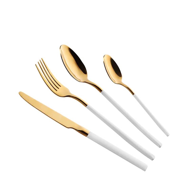 Jieyang Wholesale 410SS 13/0 Flat Cutlery Home Usage Flatware Gold PVD
