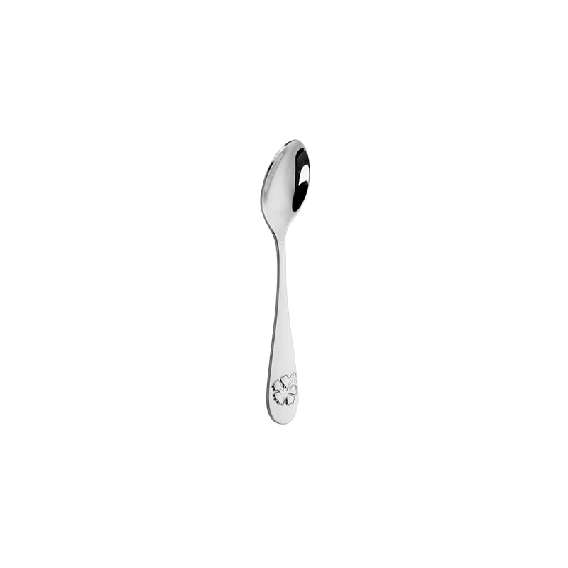 Kids Stainless Steel Tea Spoon With Engraved Plumeria Flower Pattern, Food Grade Children Small Spoon 18/8 Stainless Steel Mirror Polish