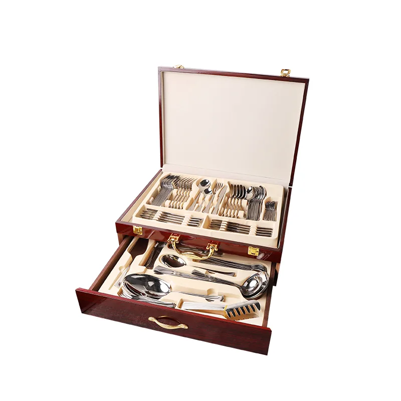 Wholesale Jieyang factory direct high end gift 86pcs SS flat cutlery set Mirror Polish 18/0 Stainless Steel