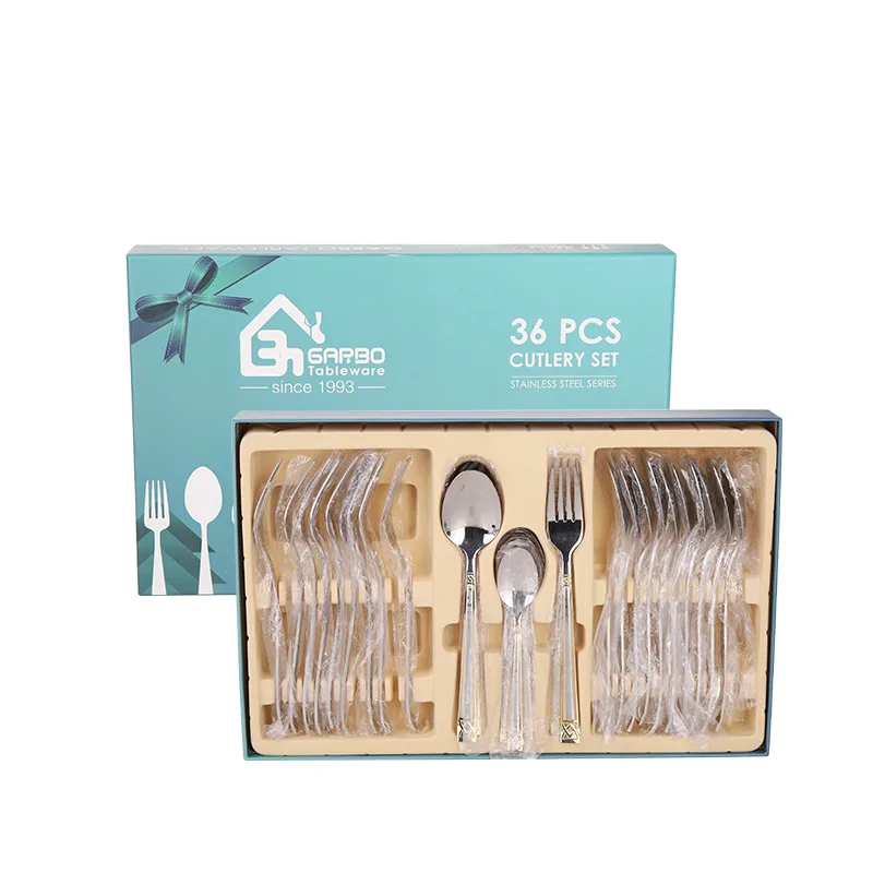 36-piece stainless steel flatware set  Custom design Forks and Spoons set Jieyang cutlery Gold PVD
