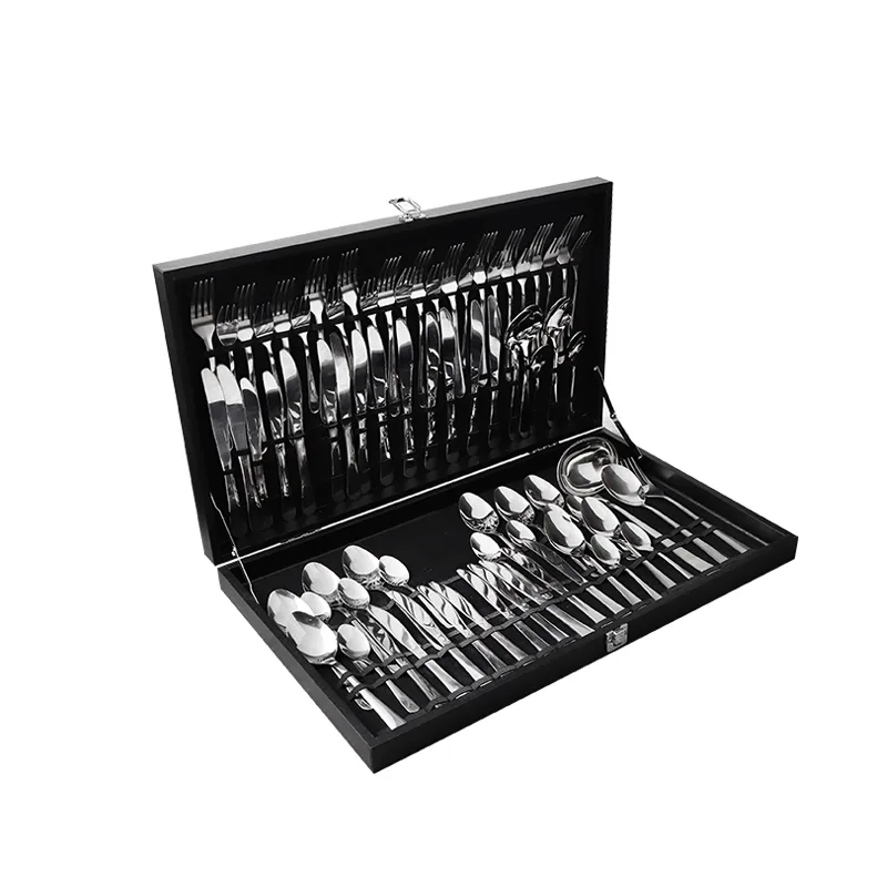 Modern 75pcs Stainless Steel Cutlery Set In Wholesale Gift Suitcase Box stainless steel flatware