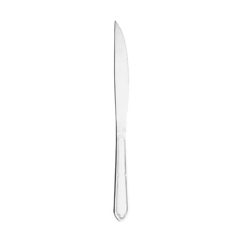 Jieyang Factory Retro Embossed Handle Stainless Steel Meat Knife Mirror Polish 13/0 Stainless Steel