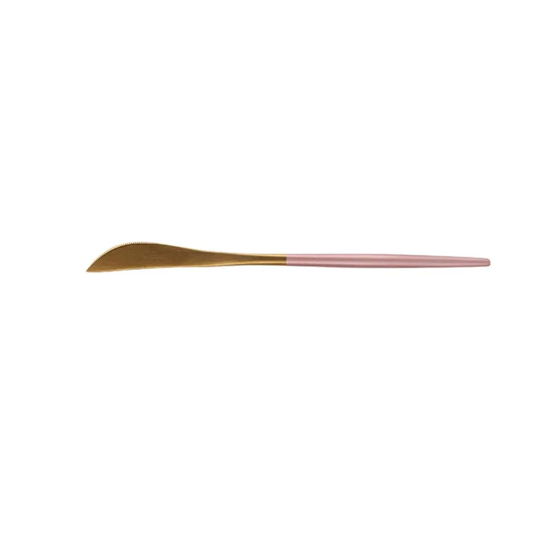 PVD Gold Dinner Knife with Pink Handle