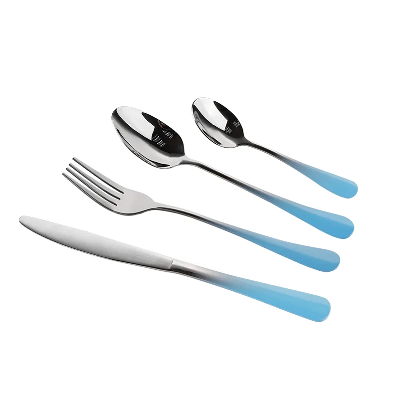 24pcs Stainlees Steel Cutlery Set With Gradient Painted Handle Mirror Polish 13/0 Stainless Steel