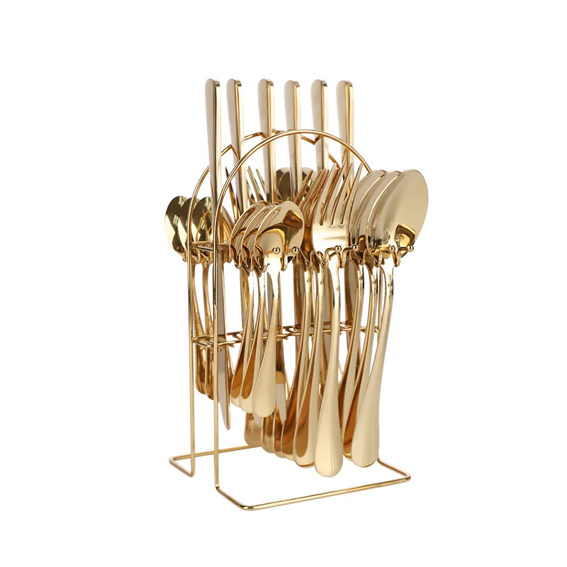 24pcs Stainless Steel Cutlery Set with Gold PVD Gold PVD 13/0 Stainless Steel