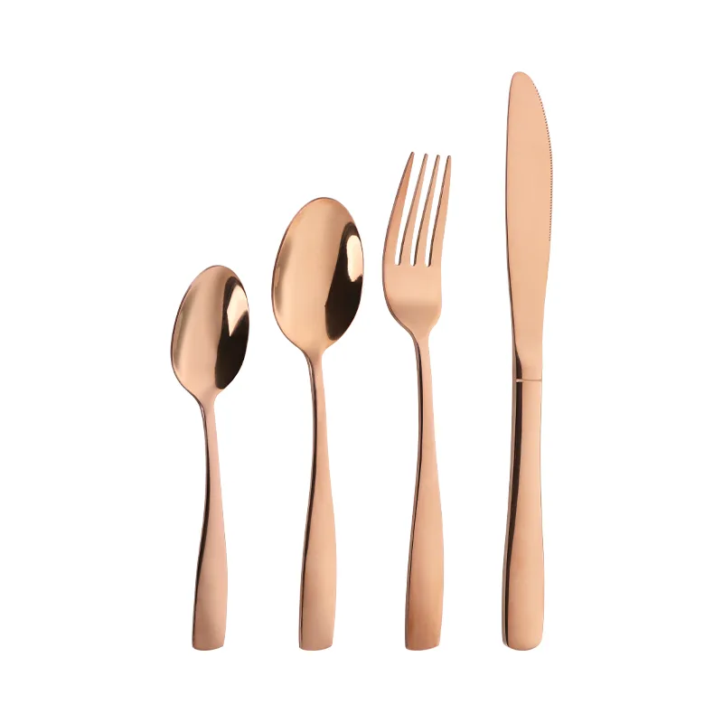 Rose Gold PVD Coated Stainless Steel Cutlery 4pcs Set Gold PVD 13/0 Stainless Steel